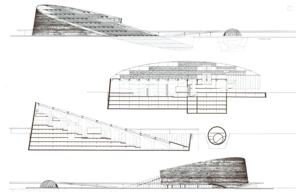 architectural drawing of Bibliotheca Alexandrina