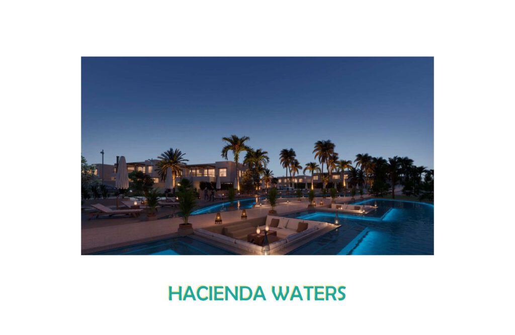 night view of hacienda waters 